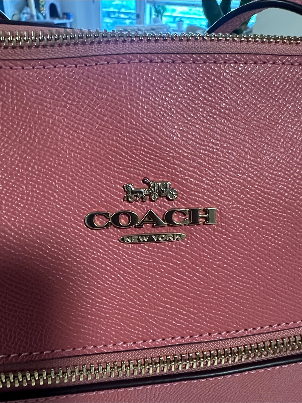 Coach Coral Pink Saffiano Leather Tote with Front Zip - Picture 2 of 11